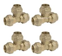 Suinga Pack 4 TE LATÓN 25mm para tuberia de polietileno de 25 mm, accesorio de laton con Certificado Aenor
