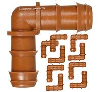 Suinga Pack 50 Codo Riego por Goteo 16mm Marron | Codo conector tuberia 16 mm | Enlace Acodado de Goteo para Manguera de Riego 16mm | Riego por Goteo para Tubo 16