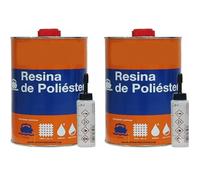 Suinga RESINA DE POLIESTER 2kg para reparaciones + catalizador de peróxido. Util para reparaciones de coches, piscinas, depósitos, naútica e industrial