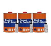 Suinga RESINA DE POLIESTER 3kg para reparaciones + catalizador de peróxido. Util para reparaciones de coches, piscinas, depósitos, naútica e industrial