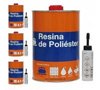 Suinga RESINA DE POLIESTER 4kg para reparaciones + catalizador de peróxido. Util para reparaciones de coches, piscinas, depósitos, naútica e industrial