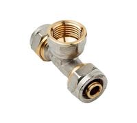 Suinga Te 3/4" hembra para Tubo multicapa de compresion 25 mm, sin necesidad de maquina prensadora, gris.
