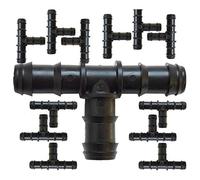 Suinga Te de Riego por Goteo 20mm | Pack 50 Conector Triple para Tuberia de Polietileno | Emaplme Rapido Para Manguera y Huerto | Accesorio Porfesional Color Negro