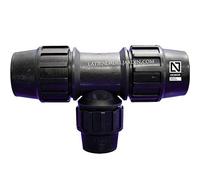 Suinga Te reducida PE 32mm a 25mm | Certificado AENOR | Fontanería, riego y obras | Accesorio para tuberia de polietileno, negro