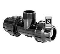 Suinga Te rosca macho 25mm x 3/4'' | Certificado AENOR | Fontanería, riego y obras | Accesorio para tuberia de polietileno, negro