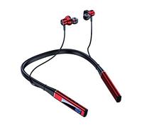 SUIOPPYUW Auriculares inalámbricos Auriculares Recargables compatibles con Bluetooth en la Oreja Auriculares de Sonido portátiles a Prueba de Sudor Digitales LED, Rojo