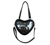 SUIOPPYUW Bolso de estudiante universitario japonés con forma de corazón, elegante, de gran capacidad, con correa ajustable, ideal para el trabajo y viajes, negro