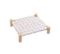 SUIOPPYUW Cama para Perros de Tela de para Madera para Mascotas pequeñas, Resistente y Duradera, elevada, Evita el Polvo, Cama para Mascotas Desmontable y Lavable, S Miel Melocotón Conjunto