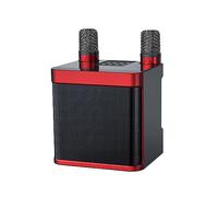 SUIOPPYUW Canta y Baila con alegría - Fonógrafo con ecos y Corte Vocal Plastic K Sing Machine con 2 micrófonos inalámbricos, Rojo