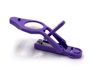 SUIOPPYUW Cortaúñas para ancianos y niños con lupa y luz LED para un corte preciso. Recorte de precisión mejorado, púrpura