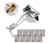 SUIOPPYUW Exprimidor de limón portátil, manual, resistente a la corrosión, con 10 bolsas, para diversas frutas y verduras.