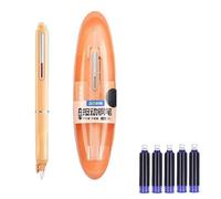 SUIOPPYUW Juego de pluma estilográfica de 0,38 mm con cartuchos, elegante pluma estilográfica retráctil, tinta transparente 0,38 mm para kit sin bolígrafo, naranja