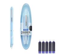 SUIOPPYUW Juego de pluma estilográfica de 0,38 mm con cartuchos, elegante pluma estilográfica retráctil, tinta transparente 0,38 mm para kit sin bolígrafo, azul
