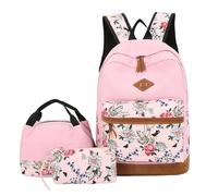 SUIOPPYUW Mochila Oxford Cherry con lazo y diseño de flores, ideal para el almuerzo universitario, ideal para el día a día con lazo y flores 3, tipo+1