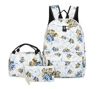 SUIOPPYUW Mochila Oxford Cherry con lazo y diseño de flores, ideal para el almuerzo universitario, ideal para el día a día con lazo y flores 3, tipo+3