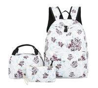 SUIOPPYUW Mochila Oxford Cherry con lazo y diseño de flores, ideal para el almuerzo universitario, ideal para el día a día con lazo y flores 3, tipo+4