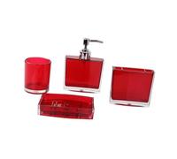 SUIOPPYUW Organizador de baño, caja de jabón, dispensador loción, juego portavasos para cepillos dientes, juego dispensador jabón hecho materiales primera calidad, Rojo
