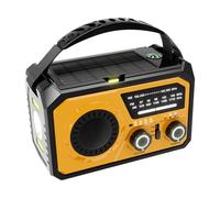 SUIOPPYUW Radio FM con manivela, Cargador inalámbrico para teléfono Celular de 16000 mAh, Linterna LED ABS, Radio meteorológica de Emergencia, Amarillo