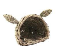 SUIOPPYUW Túnel de Hierba para Conejos, Nido de Hierba cálido, espaciosa casa para Conejos para Mascotas pequeñas. El Nido Paja Natural con Forma Cabeza Conejo es un hogar cómodo para Mascotas