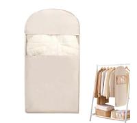 Suit Bags for Closet Storage - Dustproof Self-Compression Travel Garment Bags | Reusable Zippered Protector Organizer for Outerwear Dress Home Trousers Coats Recital Jackets Wedding, Oatmeal