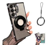 Suitable for Samsung Series Electroplated Magnetic Gradient Glitter Mobile Phone Cases For S22 S23 S24 Ultra Plus (For Samsung S23 Ultra,Black)