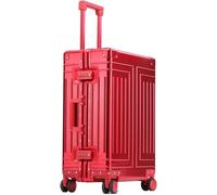 Suitcase 20" 24" 26" 29" Inch Aluminum Trolley Metallic Cabin Luggage Trolly Bag with Wheels(Red,29")