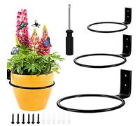 Suitedget Jardinera De Pared De 3 Piezas, Jardinera De Metal Diámetro Interior 10cm/14cm/19cm Jardinera Colgante Redonda Negra para Casa, Jardín, Balcón