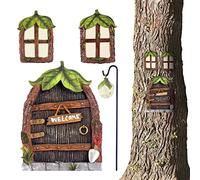 Suitedget Puerta y Ventana De Resina Que Duendes Puerta Miniatura Adornos En La Oscuridad Decoración De Jardín De Hadas En Miniatura Luz De La Calle Que Brilla En La Gnomos y Duendes Jardin