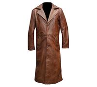 Suiting Style Gabardina de piel auténtica para hombre, color marrón, marrón, XL