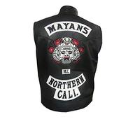 Suiting Style Mayans MC JD Pardo Northern Cali Ezekiel Reyes - Chaleco de piel auténtica para hombre, color negro, Piel auténtica., L