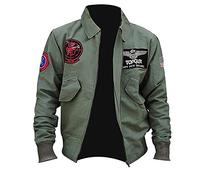 Suiting Style Tom Cruise Top Air Force G1 Maverick Flight Aviator Pilot Bomber - Chaqueta de algodón verde, verde, L