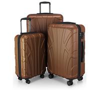Suitline - Juego de 3 Maletas, Maleta de Viaje Trolley, Maletas de Carcasa Dura, TSA, (55 cm, 66 cm, 76 cm), 100% ABS, Mate, Marrón