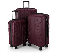 SUITLINE - Juego de 3 Maletas, Maleta de Viaje Trolley, Maletas de Carcasa Dura, TSA, (55 cm, 66 cm, 76 cm), 100% ABS, Mate, Burdeos