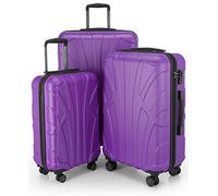 Suitline - Juego de 3 Maletas, Maleta de Viaje Trolley, Maletas de Carcasa Dura, TSA, (55 cm, 66 cm, 76 cm), 100% ABS, Mate, Morado