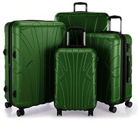 Suitline - Juego de 4 Piezas (55 cm, 66 cm, 76 cm, 85 cm), Maleta rígida giratoria, Trolley, TSA, 4 rudeas, Verde
