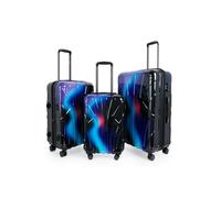 Suitline Juego Maletas 3 Piezas ABS rígidas con Recubrimiento policarbonato Cabina 55 cm Mediana 66 cm Grande 76 cm Cierre TSA 4 Ruedas Dobles, Neon Blue