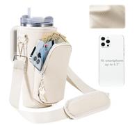 SUITMAT Bolsa para vaso Stanley Quencher, soporte para botella de agua con bolsillo grande para accesorios de taza Stanley, bolsa para tazas con correa ajustable, apto para iPhone 14 Pro Max (solo