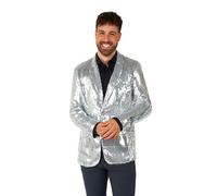 Suitmeister Chaqueta Color Plata Lentejuelas - Blazers Festivos para Todo Evento - Discos, Año Nuevo, Navidad Disfraz de Fiesta