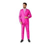 Suitmeister Disfraz de Mardi Gras para Hombre, Disfraz de Fiesta, Ajuste Delgado, Incluye Chaqueta, Pantalones y Corbata, Rosa sólido., XL