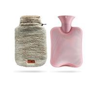 suitmine Botella de agua caliente de PVC de 2 L a prueba de fugas con funda suave y esponjosa extraíble para aliviar el dolor, terapia fría y caliente, calentador de abdomen, calentador de cuello