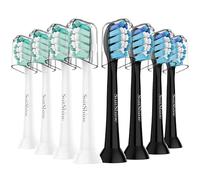 SuitShine Cabezales de repuesto para cepillo de dientes compatibles con Philips Sonicare y más asas de clic, paquete de 8 unidades, color blanco y negro
