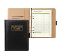 suituts Cuaderno de seguimiento de pagos de facturas, organizador de facturas mensual con bolsillos y pestañas, rastreador de facturas con carpeta A5 de 6 anillos que se utiliza fácilmente para