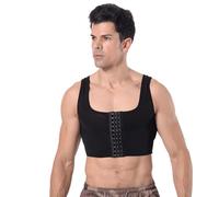 SUIUOI Corsé para hombre, compresión plana, esconder ginecomastia, suéter de pecho, compresión para adelgazar, camiseta de tirantes para entrenamiento, Negro, XXXL