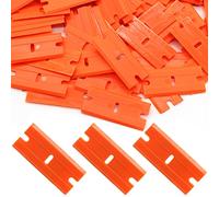 Suiwotin 100 cuchillas de afeitar de plástico, cuchillas de raspador de plástico de doble filo, repuesto para herramienta de raspador de maquinilla de afeitar de plástico para calcomanías, etiquetas