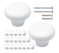 Suiwotin 40 piezas de pomos de gabinete de cerámica blanca - Tiradores redondos decorativos para alacena, armario, cajones, muebles