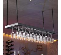 Suixtil Botellero de Metal Ajustable, Soporte for Copas Vino Hierro Negro, Estante Colgante for Techo, Ideal for Bares, Restaurantes y Cocinas, Organizador Vidrios(80cm)