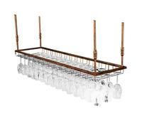 Suixtil Botellero de Metal Colgante for Techo, Soporte for Copas y Botellas Vino, Estilo Vintage con Altura Ajustable, Montaje Decorativo en Bronce for Bar Restaurante(Negro,60 * 35cm)