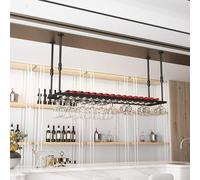 Suixtil Botellero Techo Hierro Negro Ajustable - Montaje en Pared para Copas de Vino, Ideal para Bares, Restaurantes y Cocinas(60cm)