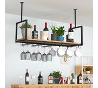 Suixtil Botelleros Colgantes y botelleros for Copas de Vino Metal con 2 Tipos barandillas for, Techo, Bares, cafeterías(100x30x60cm)