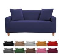 Suixtil Funda elástica for sofá de un Solo Color, Estilo nórdico, Universal, Antideslizante, for 1/2/3/4 plazas con reposabrazos(Dark Blue,2 Sitzer)